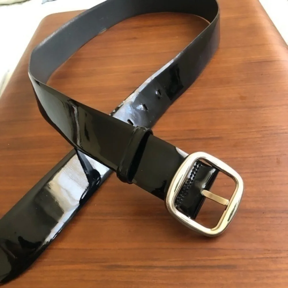 Dolce & Gabbana Mens Blk Patent Leather Belt Sz36